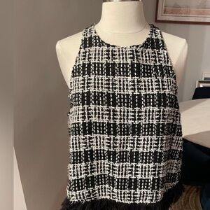 Zara Black and White Tweed Tank Top